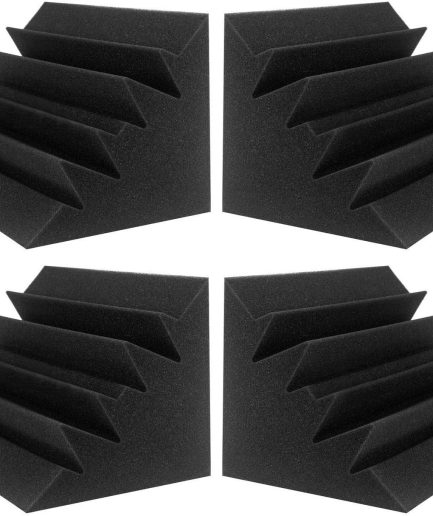 Corner-Specific Design (4-Pack) — Acoustic Corner Panels (9.4 × 4.7 × 4.7 inches); serves as a low-frequency absorber for use in recording studios, homes, and theaters.