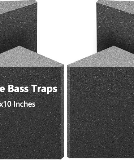 Corner-Specific Design (4-Pack) — Curved corner acoustic foam; large dimensions (16.5 × 6.3 × 12 inches) specifically engineered for low-frequency absorption—perfect for use in recording studios and home theaters.